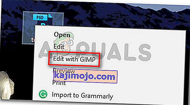 Klik kanan pada file PSD dan pilih Edit with GIMP