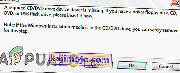 Λείπει μήνυμα σφάλματος από ένα απαιτούμενο πρόγραμμα οδήγησης συσκευής CD / DVD