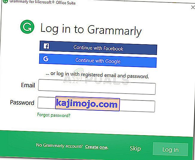 Log masuk dengan kelayakan Grammarly anda