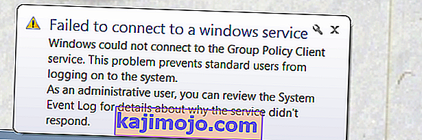 Gagal terhubung ke layanan Windows