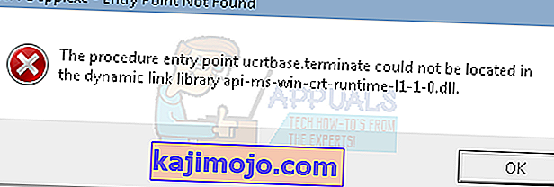 Точка входа в процедуру ucrtbase terminate не найдена в библиотеке dll.