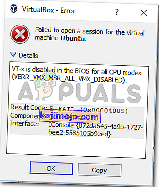 VT-x on kõigi protsessorite režiimide jaoks BIOS-is keelatud (VERR_VMX_MSR_ALL_VMX_DISABLED