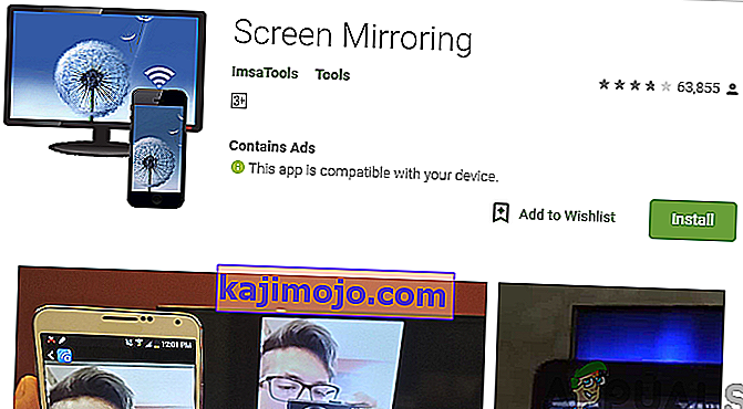 A Screen Mirroring alkalmazás telepítése a Google Play Áruházból