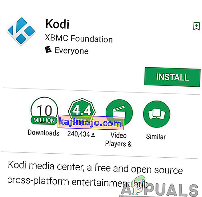 A Kodi alkalmazás telepítése a Google Play Áruházból