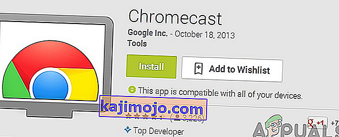 Εγκατάσταση της εφαρμογής Chromecast από το Google Play Store