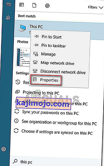 Tekan tombol Windows + Tombol Jeda atau klik kanan pada PC ini dan pilih Properti