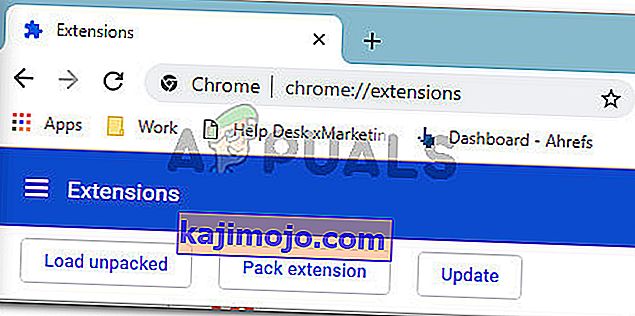 Accesarea filei Extensii din bara de navigare Chrome