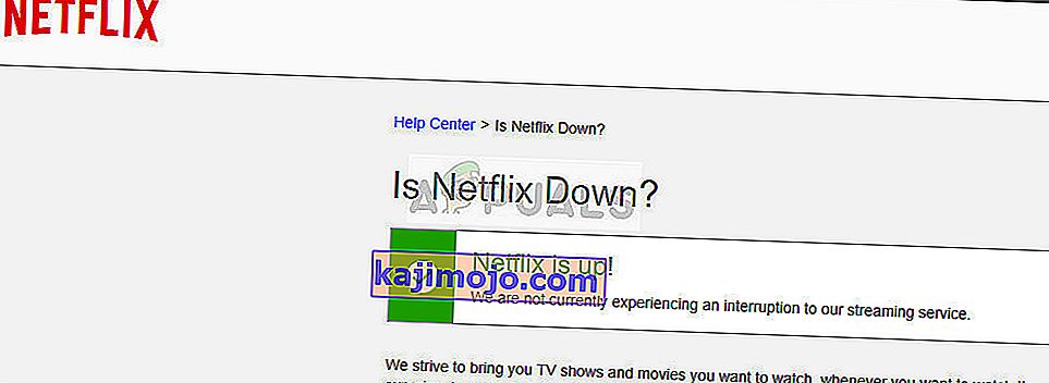 „Netflix“ serverio būsena