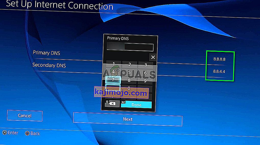 Pengaturan Google DNS di konsol PS4