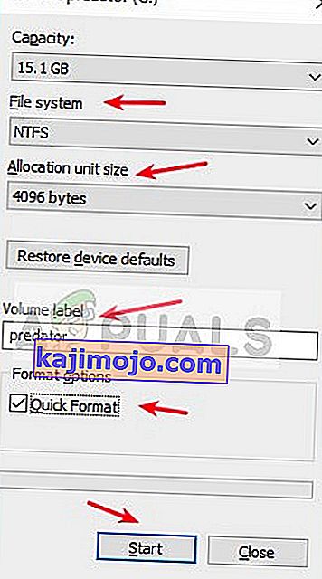 Memformat pemacu ke sistem fail NTFS pada Windows 10