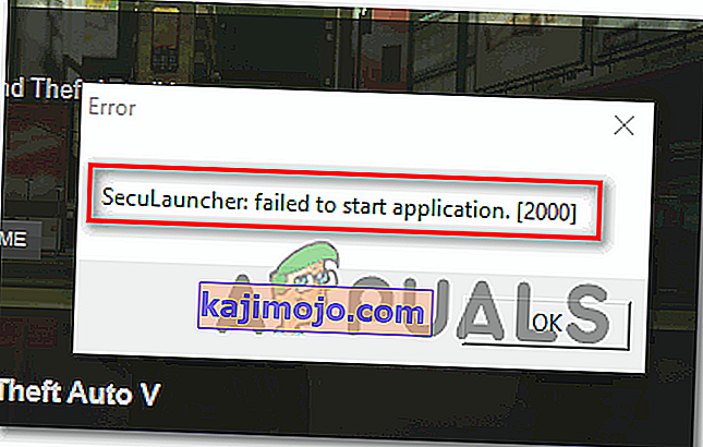 Failed to start application 2000