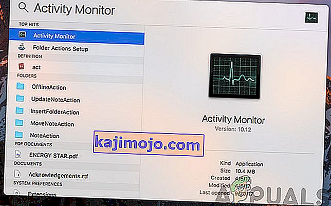 Ieškoma „Activity Monitor“ - „Mac OS“
