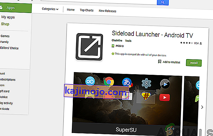 Pemasangan aplikasi Sideload Launcher