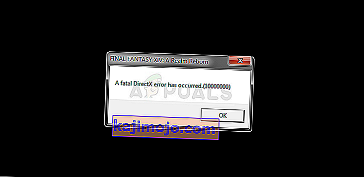 Kesalahan FFXIV Fatal DirectX