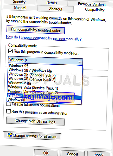 Jalankan program ini dalam mode kompatibilitas untuk Windows 7
