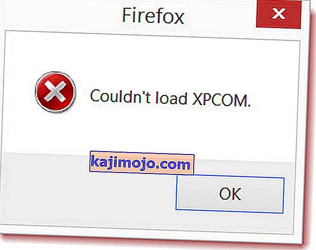 „Firefox“ nepavyko įkelti XPCOM